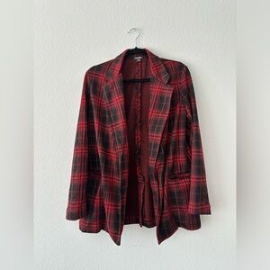 Wild Fable Red & Black Plaid Blazer, Size M - Soft & Stylish